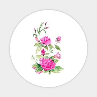 Pink Ornamental Watercolor Roses Magnet